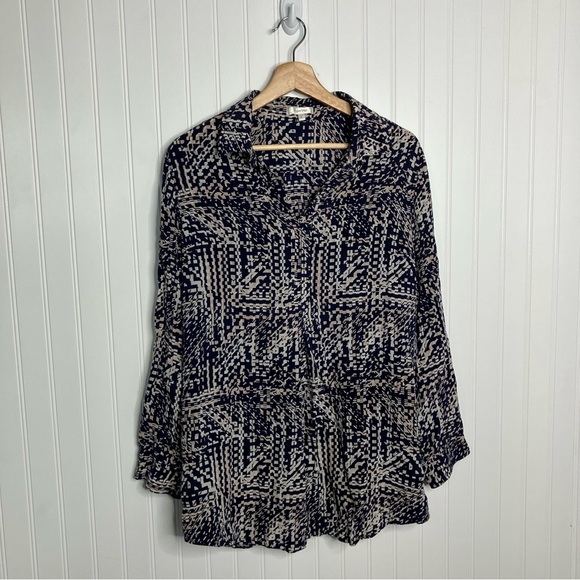 Tyler Boe Top Blouse‎ Large 100% silk Colorful Geometric Workwear Spring Women’s - Picture 1 of 9